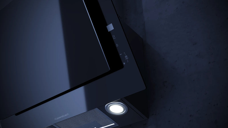 Kueppersbusch Dunsthaube, Kopffreiheit, 60cm, Schwarz, Touchcontrol, EEK A+, int. 698m3/h, Randabsaugung, LED