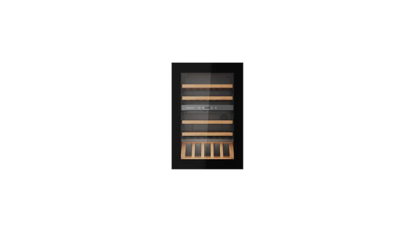 Kueppersbusch Einbau-Weinklimaschrank, 88cm Nische, Schwarz, Touch2open, Elektr. Steuerung, 2 Temp-Zonen, 38 Flaschen, EEK G, Teleskopausz.