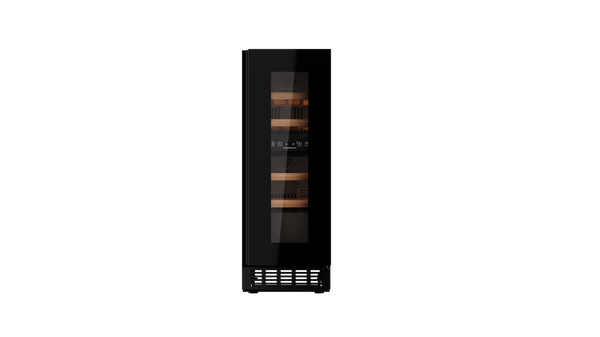 Kueppersbusch Unterbau-Weinklimaschrank, 30cm, Schwarz,integrierter Griff, Elektr. Steuerung, 2 Temp-Zonen, 17 Flaschen, EEK F, Teleskopausz.