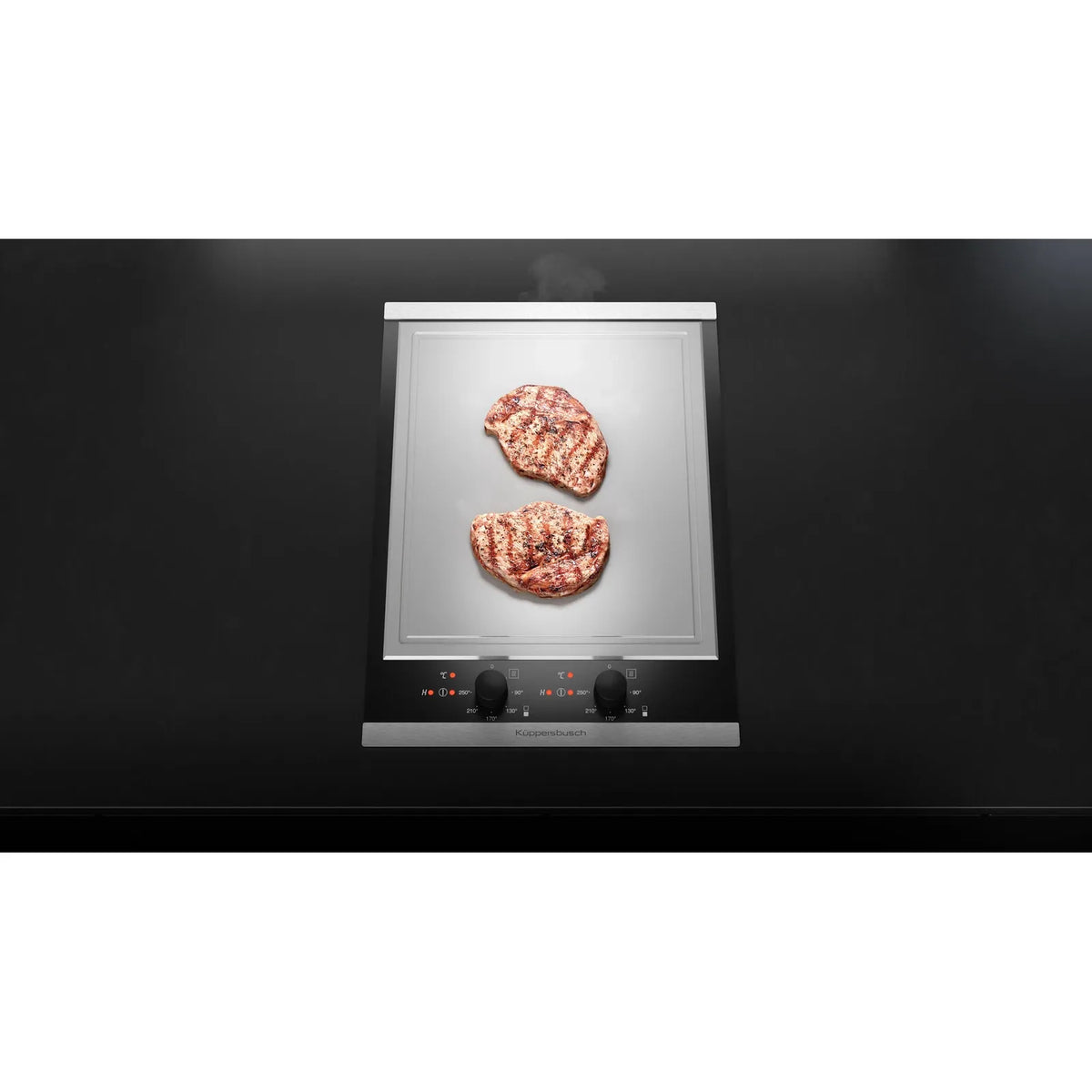 Kueppersbusch VarioLine cooktop, 38 cm, 2 Teppan Yaki grill zones, knobControl, frameless/ED profiles