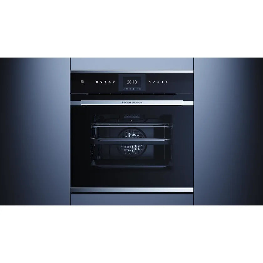Kueppersbusch Backofen, Schwarz, Glasblende, ohne Designkit, TFT-Display, Touchcontrol, 14+8 Fkt., 1 TAZ