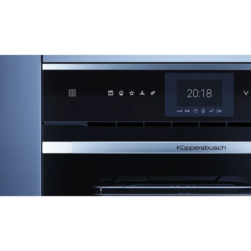 Kueppersbusch Backofen, Schwarz, Glasblende, ohne Designkit, TFT-Display, Touchcontrol, 14+8 Fkt., 1 TAZ