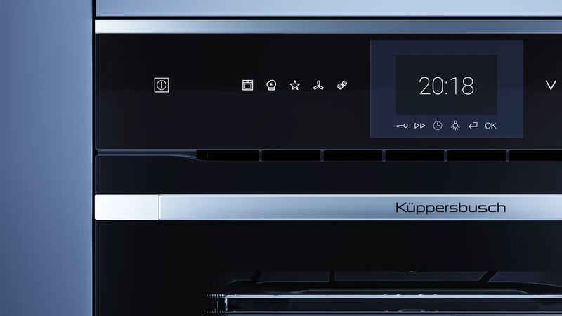 Kueppersbusch Backofen, Schwarz, Glasblende, ohne Designkit, TFT-Display, Touchcontrol, 14+8 Fkt., 1 TAZ