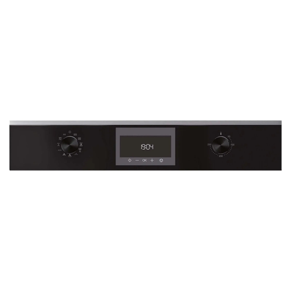 Kueppersbusch oven, black, glass panel, without design kit, rotary knob, 8+1 functions.