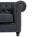 Soleni REPOSE - Two-seater sofa for waiting area - Metal & wood, comfortable, black, hair salon