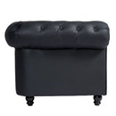Soleni REPOSE - Two-seater sofa for waiting area - Metal & wood, comfortable, black, hair salon