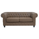 Soleni REPOSE - Two-seater sofa for waiting area - Metal & wood comfort, antique brown, for hair salon