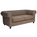 Soleni REPOSE - Two-seater sofa for waiting area - Metal & wood comfort, antique brown, for hair salon