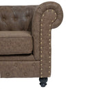 Soleni REPOSE - Two-seater sofa for waiting area - Metal & wood comfort, antique brown, for hair salon