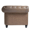 Soleni REPOSE - Two-seater sofa for waiting area - Metal & wood comfort, antique brown, for hair salon