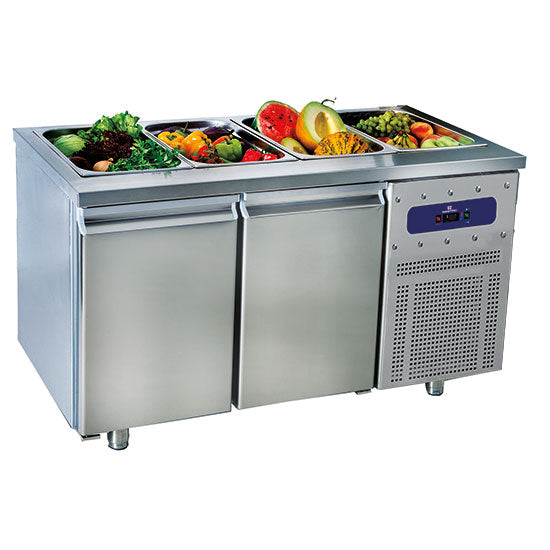Virtus & Mastro Saladette con 2 sportelli GN 1/1, 4x GN 1/1 H=150 mm, -2°/+8°C