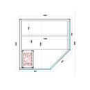 Hydrosan Sauna-Kombination Infrarot/Finnisches Moos1 mit 6-kW-Ofen für 4-5 Personen, 150 x 150 cm, 2-in-1