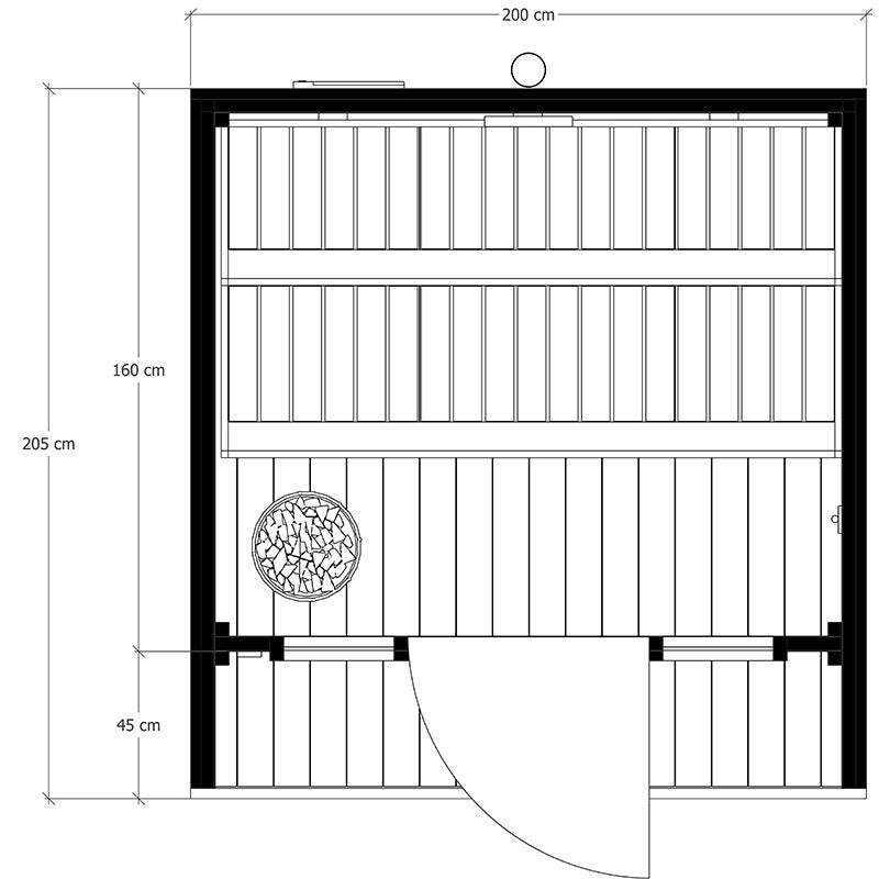 Hydrosan Finnischer Gartenpavillon mit Mira-Ofen (9 kW), 6 Personen, 200 x 205 cm