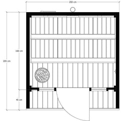 Hydrosan Finnischer Gartenpavillon mit Mira-Ofen (9 kW), 6 Personen, 200 x 205 cm – Vorschau 11