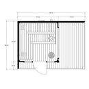 Hydrosan Finnischer Gartenpavillon mit Nori-Ofen (9 kW), 6-7 Personen, 250 x 350 cm