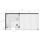 Hydrosan Finnischer Gartenpavillon mit Gabi-Ofen (9 kW), 6-7 Personen, 250 x 500 cm