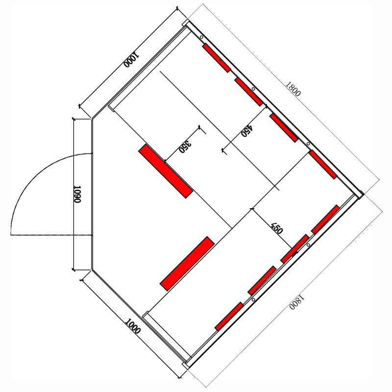 Hydrosan Trockene Infrarotsauna mit niedriger Temperatur, Alta7, 5-6 Personen, 180x180 cm