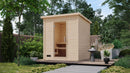 Karibu Mini Gartensauna "Saunahaus Hytti 2 Exclusive naturbelassen / + Ofen und HUUM WIFI Steuergerät Sparset" 4 Personen