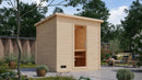 Karibu Mini Gartensauna "Saunahaus Hytti 3 Exclusive naturbelassen / + Ofen und HUUM WIFI Steuergerät Sparset" 5 Personen