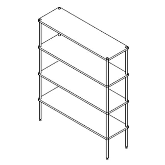 Virtus & Mastro Regal in acciaio inox con 4 ripiani, 1500x500x1800 mm