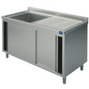 Virtus & Mastro Spülschrank, 1 Becken, Tropftasse rechts, mit Schiebetüren, 1000x700 mm