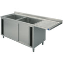 Virtus & Mastro Spülschrank mit Schiebetüren für Einbau-Geschirrspüler, 2 Becken links, 1800x600 mm