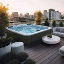 Sanotechnik - PALMA OUTDOOR WHIRLPOOL white marble inkl. Abdeckung und Stiege 190x190x86 cm