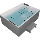 Sanotechnik - KORFU OUTDOOR WHIRLPOOL white inkl. Abdeckung und Stiege 190x140x70 cm