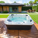 Sanotechnik - TIROL OUTDOOR WHIRLPOOL white marble inkl. Abdeckung und Stiege 210x210x80 cm