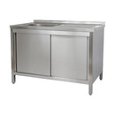 Spülschrank 1200 x 600 x 850 mm 1 Becken links, mit Schubladenblock,  600 mm Tiefe