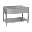 Spültisch 1200 x 600 x 850 mm 1 Becken links, mit Grundboden  600 mm Tiefe