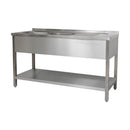 Spültisch 1900 x 700 x 850 mm 2 Becken links, mit Grundboden  700 mm Tiefe
