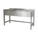 Spültisch 1500 x 600 x 850 mm 2 Becken links, Ohne Grundboden  600 mm Tiefe