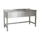 Spültisch 1500 x 600 x 850 mm 2 Becken rechts, Ohne Grundboden  600 mm Tiefe