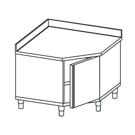 Virtus & Mastro Neutraler Arbeitsschrank, Eck-Modell, mit Flügeltür und Aufkantung, 1000x700 mm