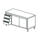 Meuble de bureau Virtus & Mastro Neutral avec caisson à tiroirs intégré à gauche, portes coulissantes, sans crédence, 2000 x 600 mm