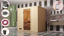 Karibu Massivholzsauna "Sauna Mila 3" 2 Personen 9 kW Bio-Kombi Ofen + Steuergerät HUUM WIFI