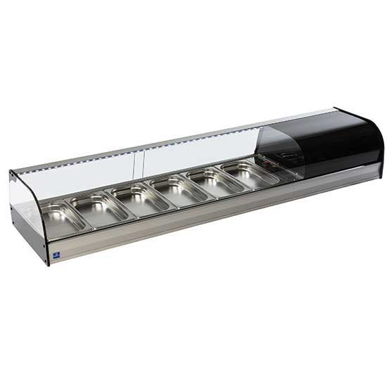 Virtus & Mastro vetrina fredda con vetro curvo, 6x GN 1/3 H=40 mm