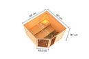 Karibu Massivholzsauna "Sauna Mila 7" 4 Personen 9 kW Bio-Kombi Ofen + Steuergerät HUUM WIFI