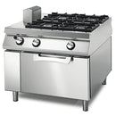 Virtus & Mastro 4-burner gas cooker with static gas oven, controls on both sides