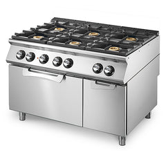 Virtus & Mastro Gasherd auf statischem Elektroofen GN 2/1 und geschlossenem Schrank, 6 Brenner – Vorschau 1