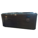 Hydrosan Garten-Whirlpool-Badewanne Spa 102 Schwarz Ozeanwelle Graue Holzabdeckung 210x160 cm