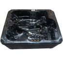 Hydrosan Garten-Whirlpool-Badewanne Spa 102 Schwarz Ozeanwelle Graue Holzabdeckung 210x160 cm