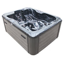 Hydrosan Garten-Whirlpool-Badewanne Spa 102 Schwarz Ozeanwelle Graue Holzabdeckung 210x160 cm