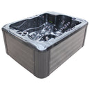 Hydrosan Garten-Whirlpool-Badewanne Spa 102 Schwarz Ozeanwelle Graue Holzabdeckung 210x160 cm