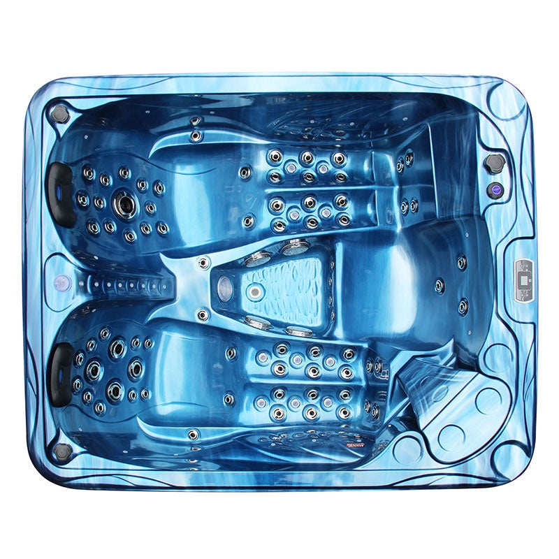 Hydrosan Garten-Whirlpool-Badewanne Spa705 Blau Ozeanwelle Grau Gehäuse 210x170 cm)