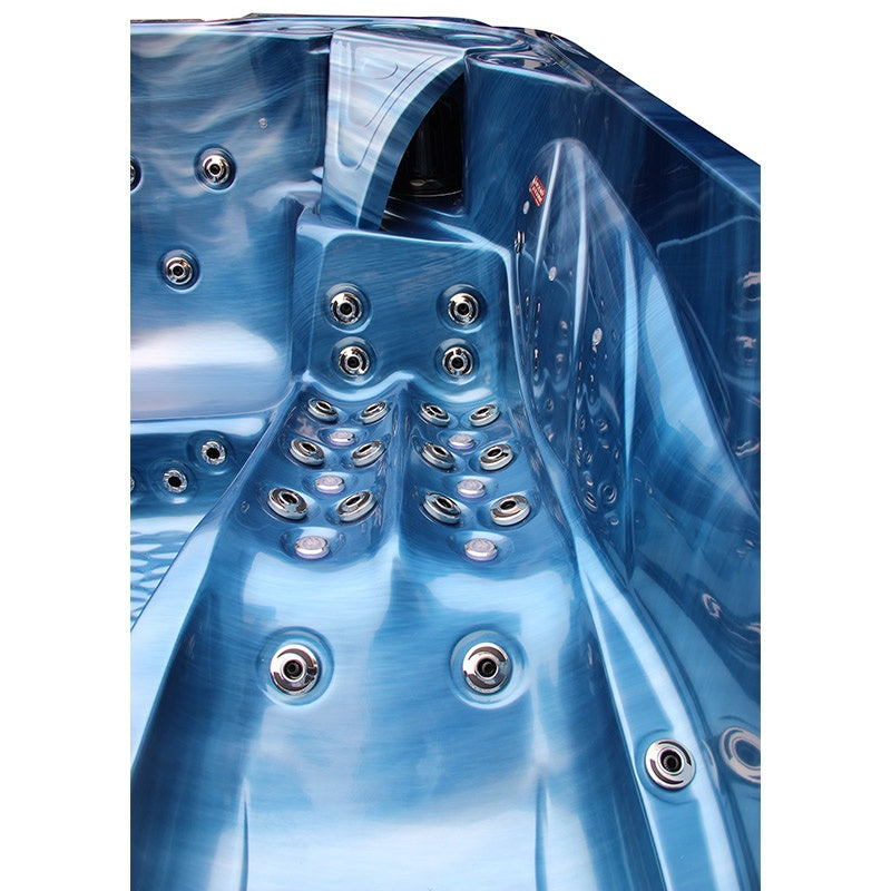Hydrosan Garten-Whirlpool-Badewanne Spa705 Blau Ozeanwelle Grau Gehäuse 210x170 cm)