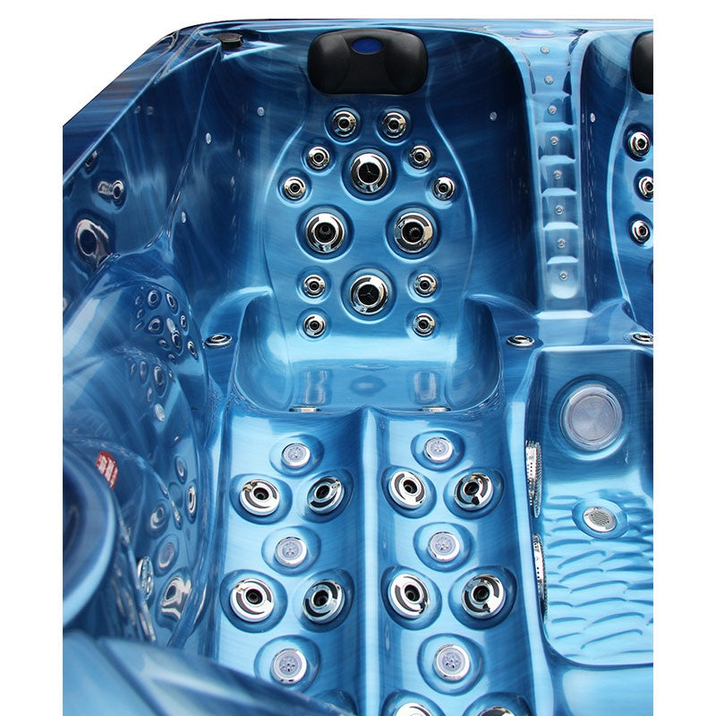 Hydrosan Garten-Whirlpool-Badewanne Spa705 Blau Ozeanwelle Grau Gehäuse 210x170 cm)