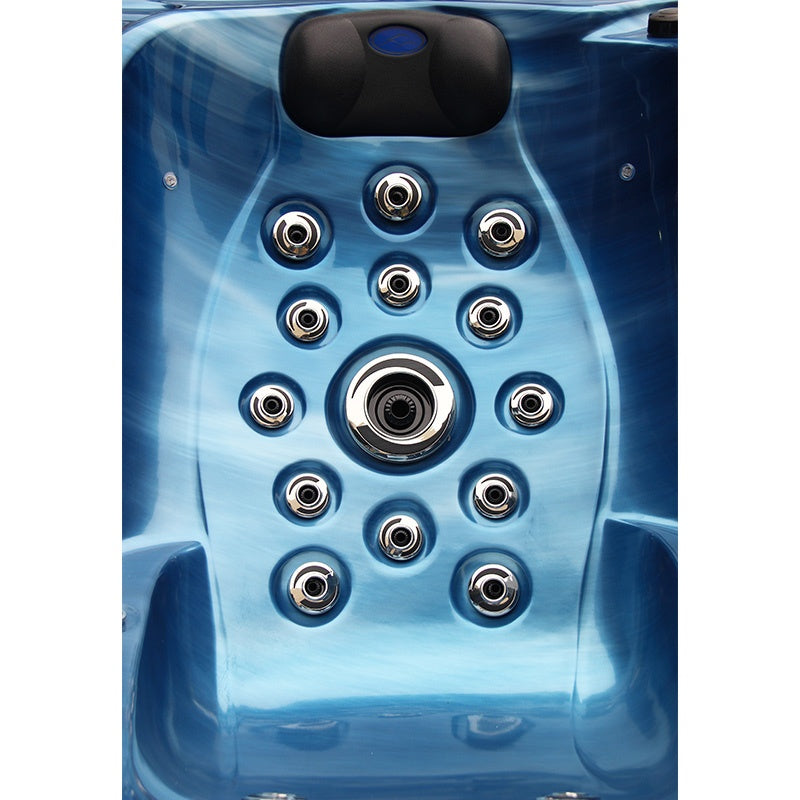 Hydrosan Garten-Whirlpool-Badewanne Spa705 Blau Ozeanwelle Grau Gehäuse 210x170 cm)