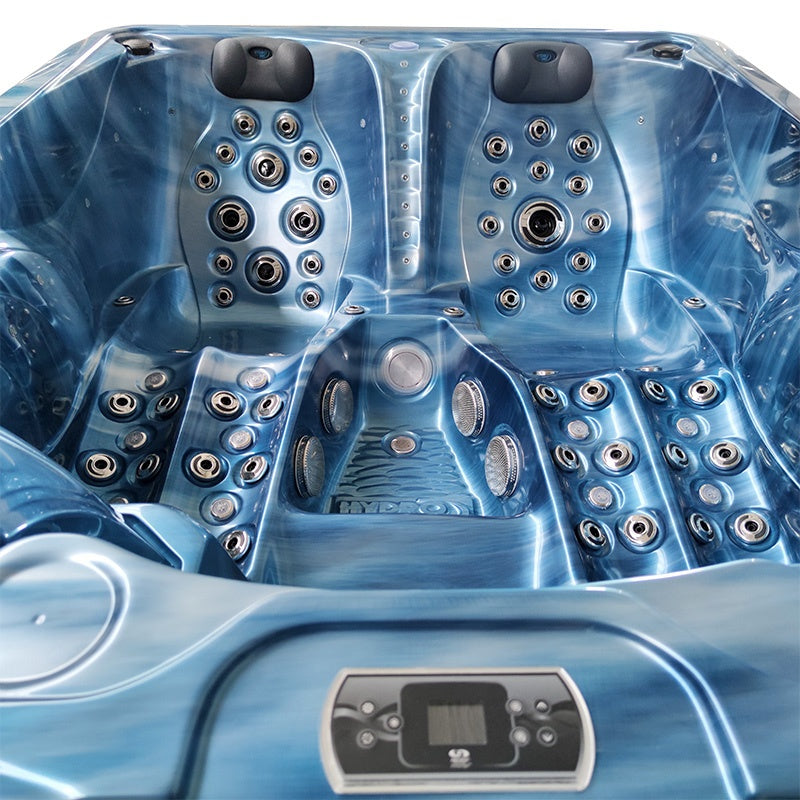Hydrosan Garten-Whirlpool-Badewanne Spa705 Blau Ozeanwelle Grau Gehäuse 210x170 cm)